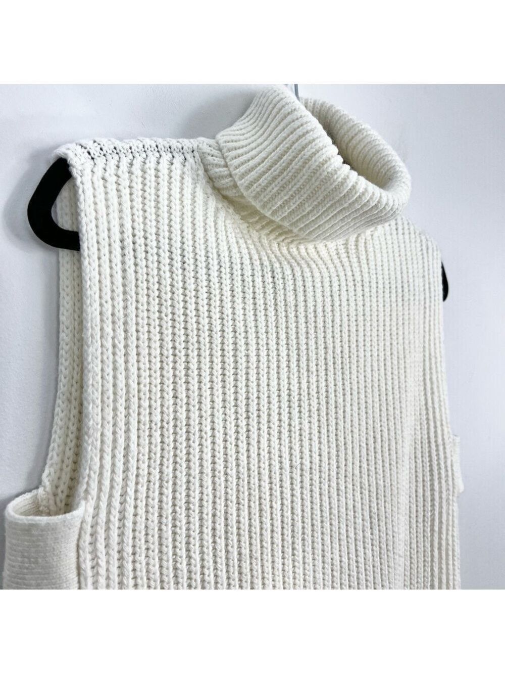 StilEstro Italy ivory cowl neck wool alpaca blend open side sleeveless sweater - Picture 10 of 14